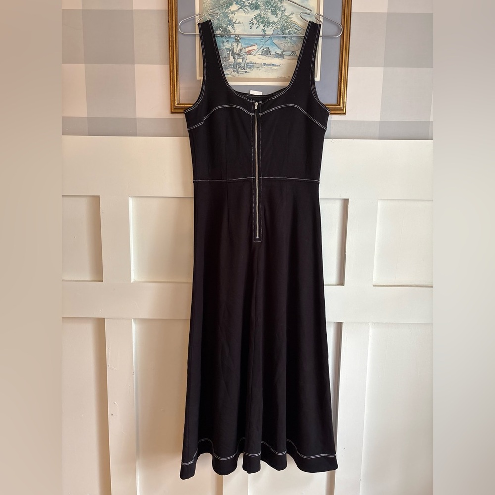 LOFT Black Midi Tank Dress with White Contrast‎ Stitching Classic Coastal 2 - Picture 12 of 12